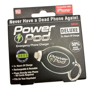 Power Pod Deluxe Emergency Phone Charger - Black NIB